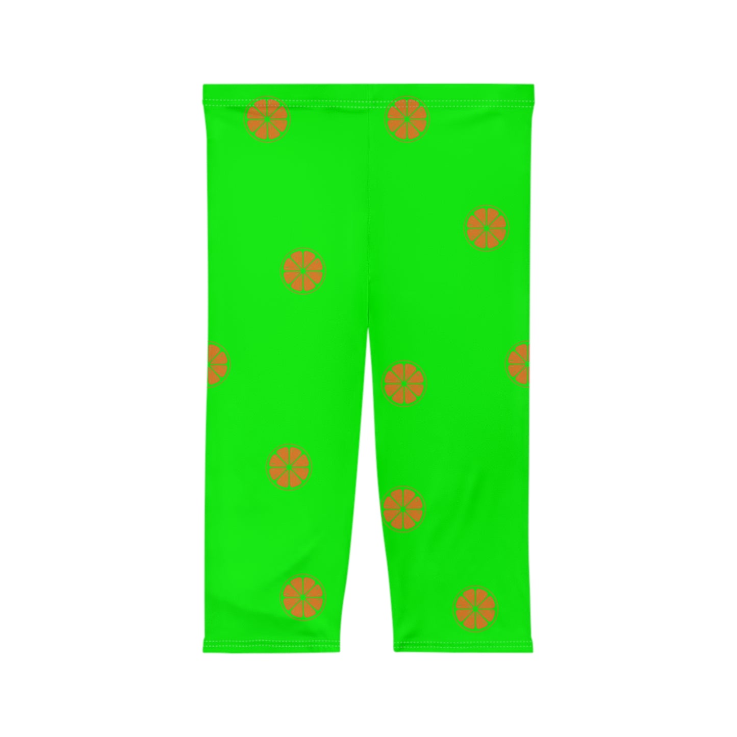 #05FD00 Lime Green + Mandarin - Capri Shorts