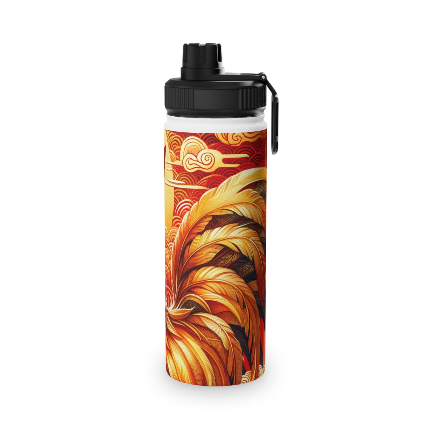 "Crimson Dawn: The Golden Rooster's Rebirth" - Sports Water Bottle