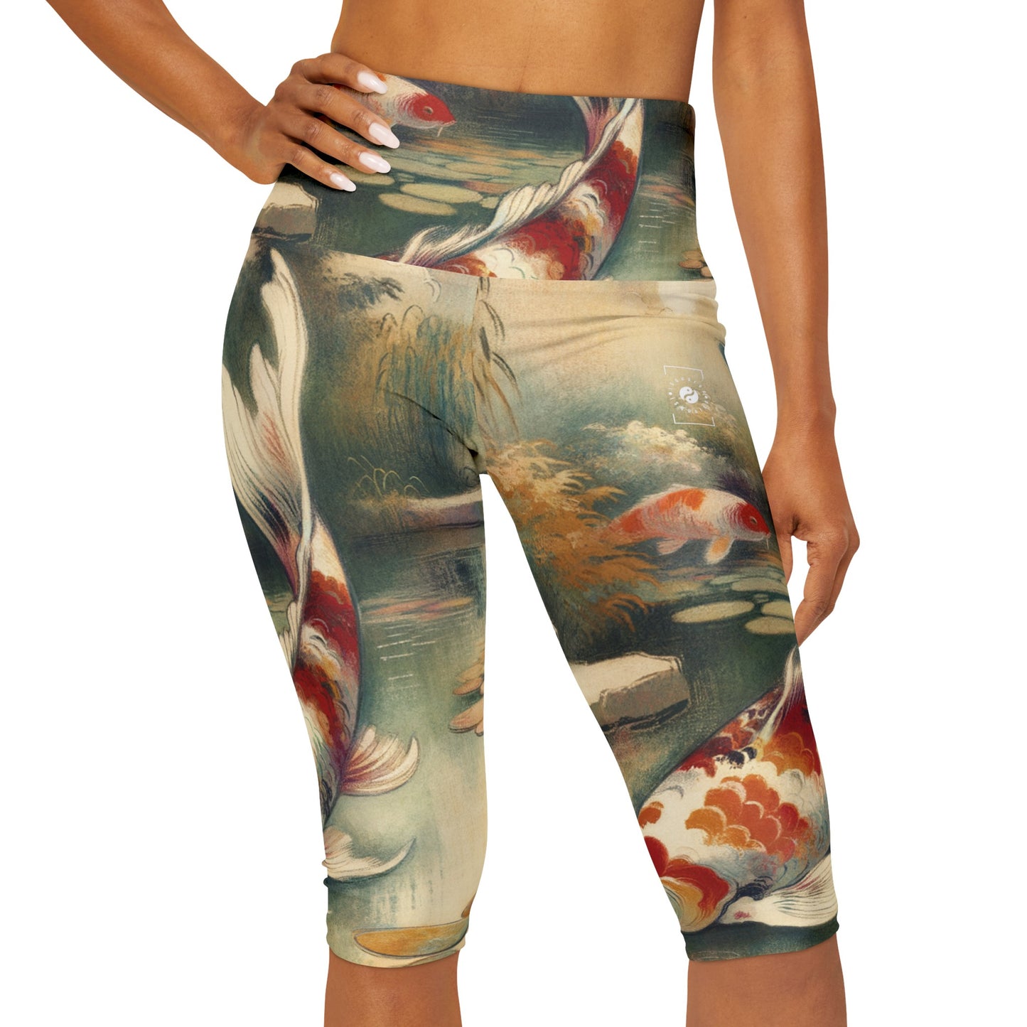 Koi Lily Pond - High Waisted Capri Leggings