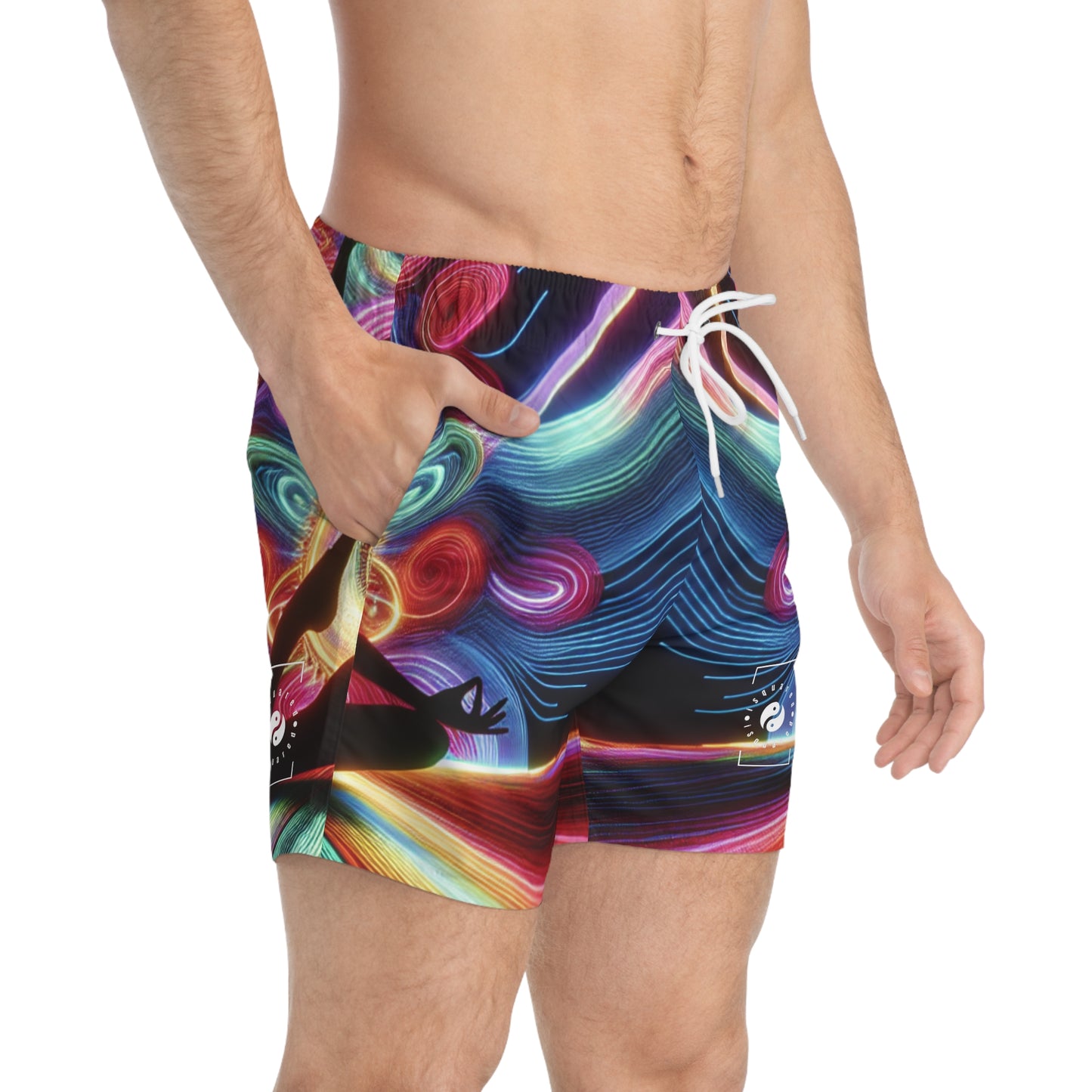 "Neon Zenith: Chromatic Balance" - Swim Trunks for Men