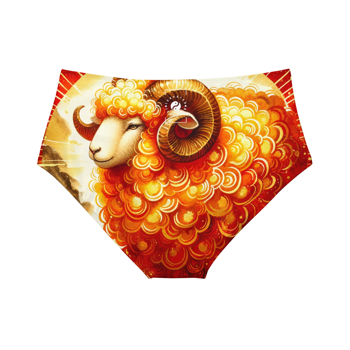 "Auspicious Gold of Divine Ewe: A Lunar New Year Revelry" - High Waisted Bikini Bottom