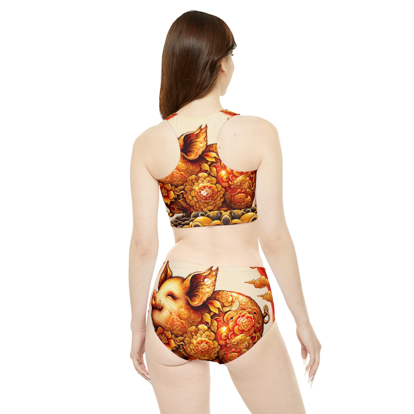 "Golden Prosperity: The Divine Boar Celebration" - Hot Yoga Bikini Set