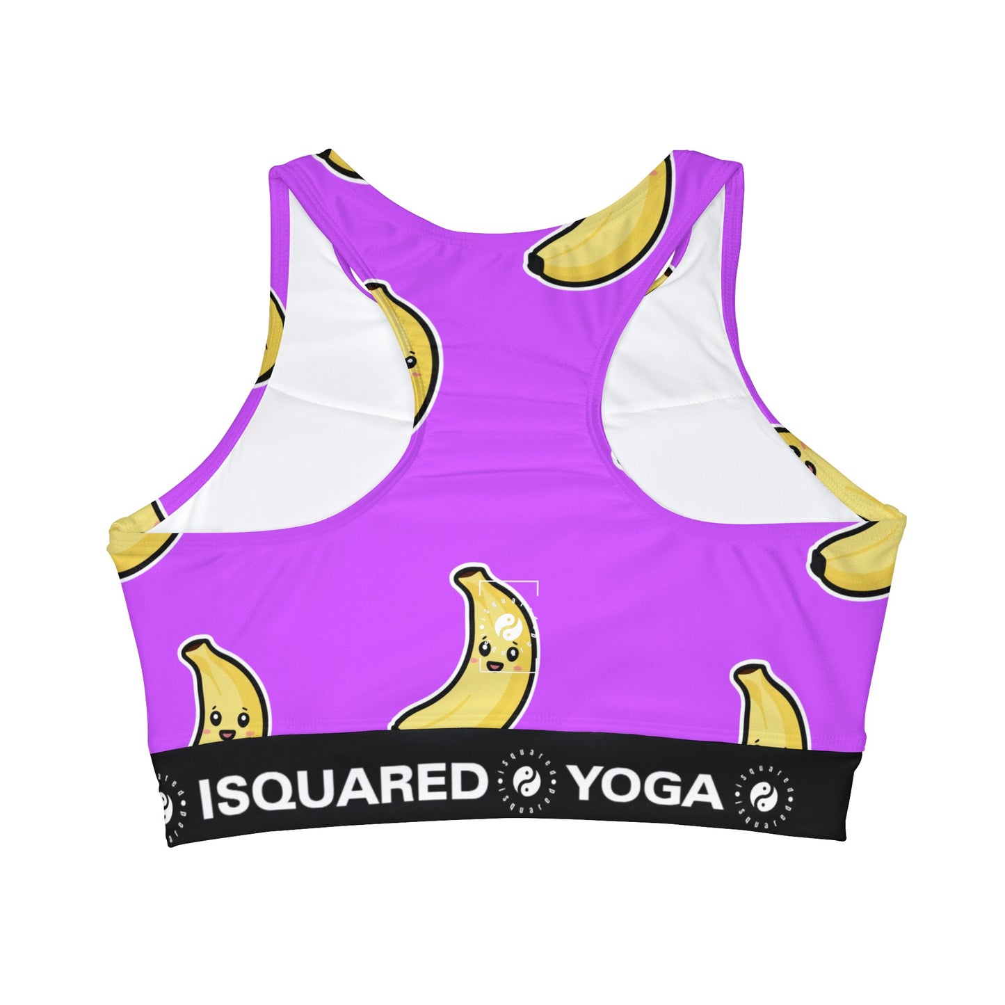 #D65BFF Purple + Banana - High Neck Crop Top