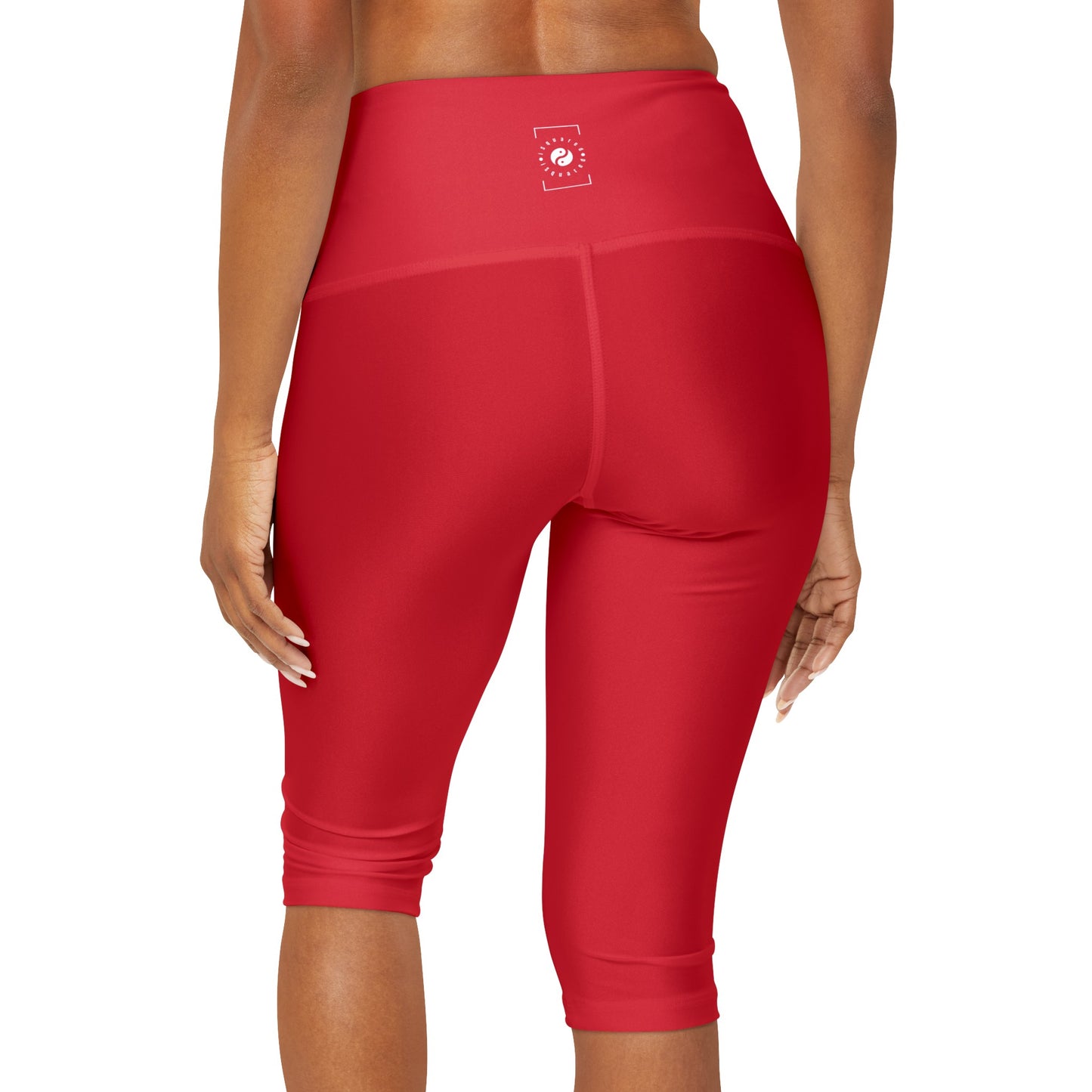 #D10927 Scarlet Red - High Waisted Capri Leggings