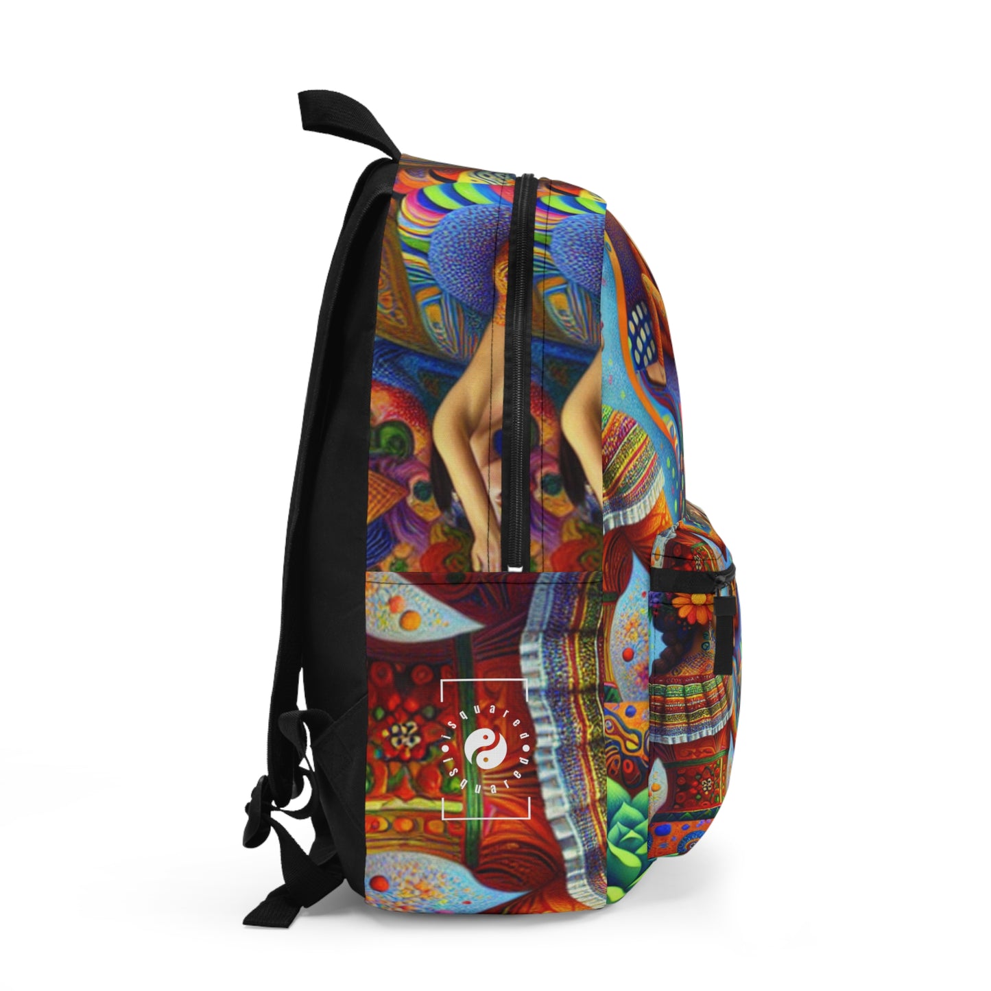 "Kahlo-Kusama Blossom Asanas: A Surreal Yoga Symphony" - Backpack