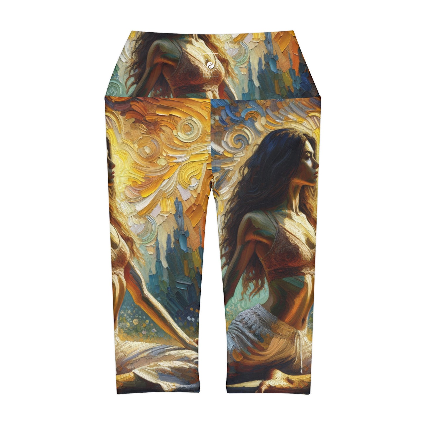 "Golden Warrior: A Tranquil Harmony" - High Waisted Capri Leggings