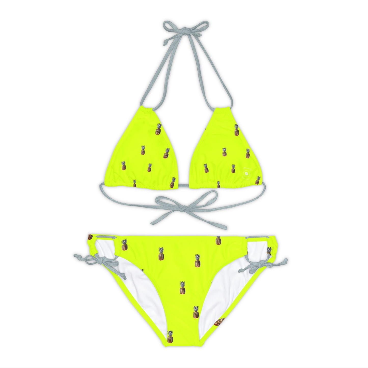 #D7FF11 Sharp Yellow + Pineapple - Lace-up Bikini Set