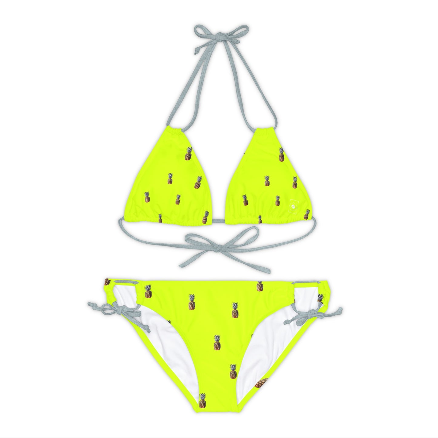 #D7FF11 Sharp Yellow + Pineapple - Ensemble bikini à lacets