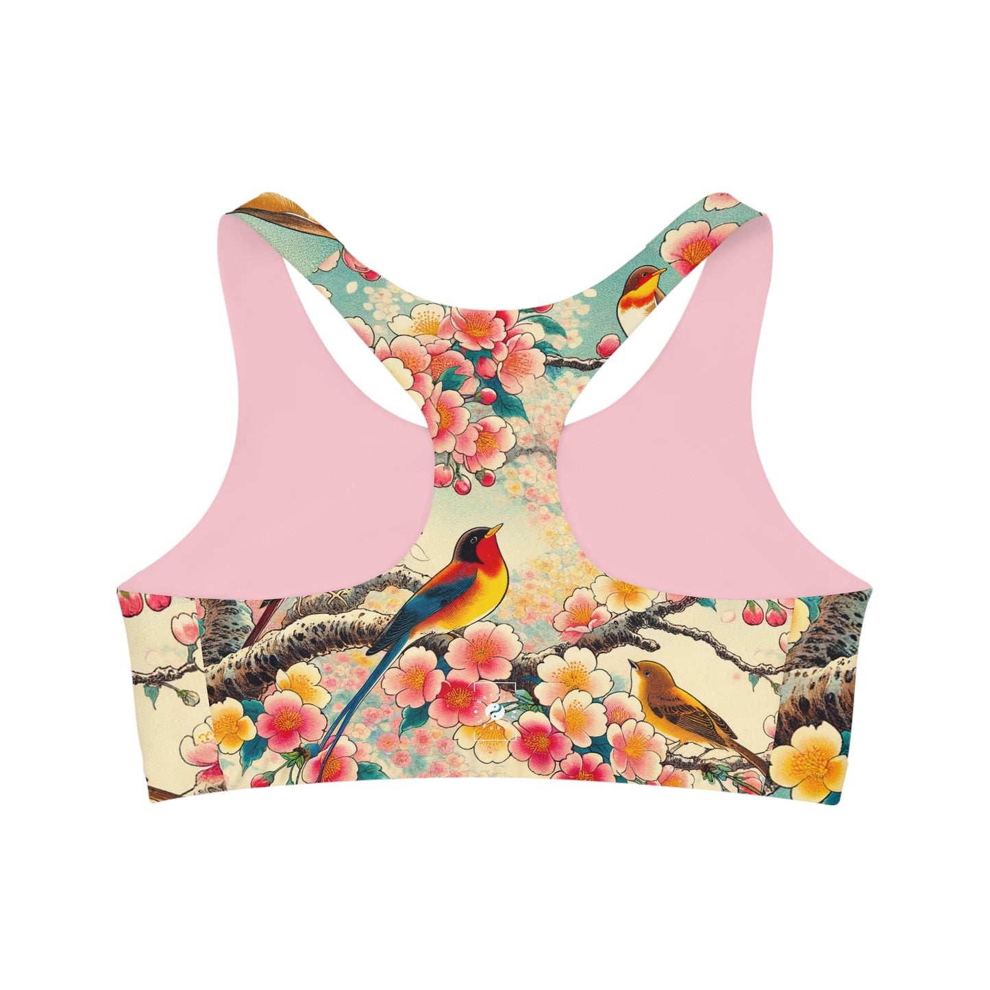 "Verdant Whispers: Sakura Chirping" - Seamless Sports Bra