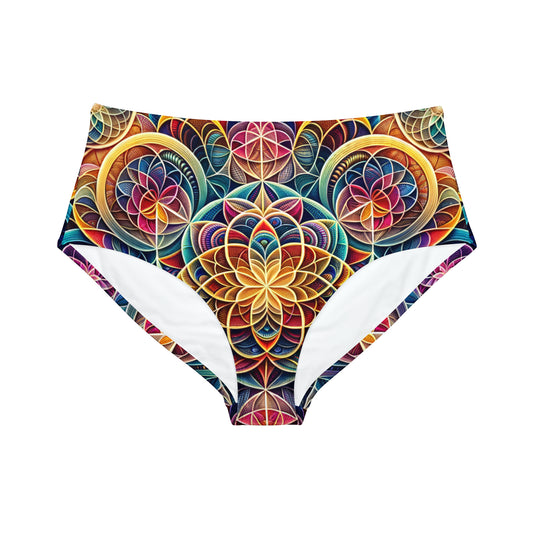 "Symétrie sacrée : Radiance infinie de l'amour" - Bas de bikini taille haute