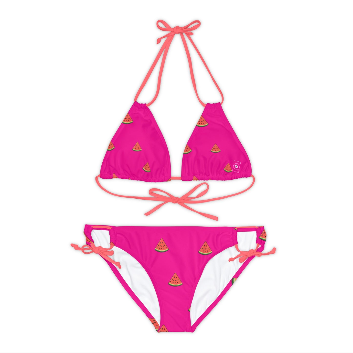 #DF0086 Pink + Watermelon - Lace-up Bikini Set