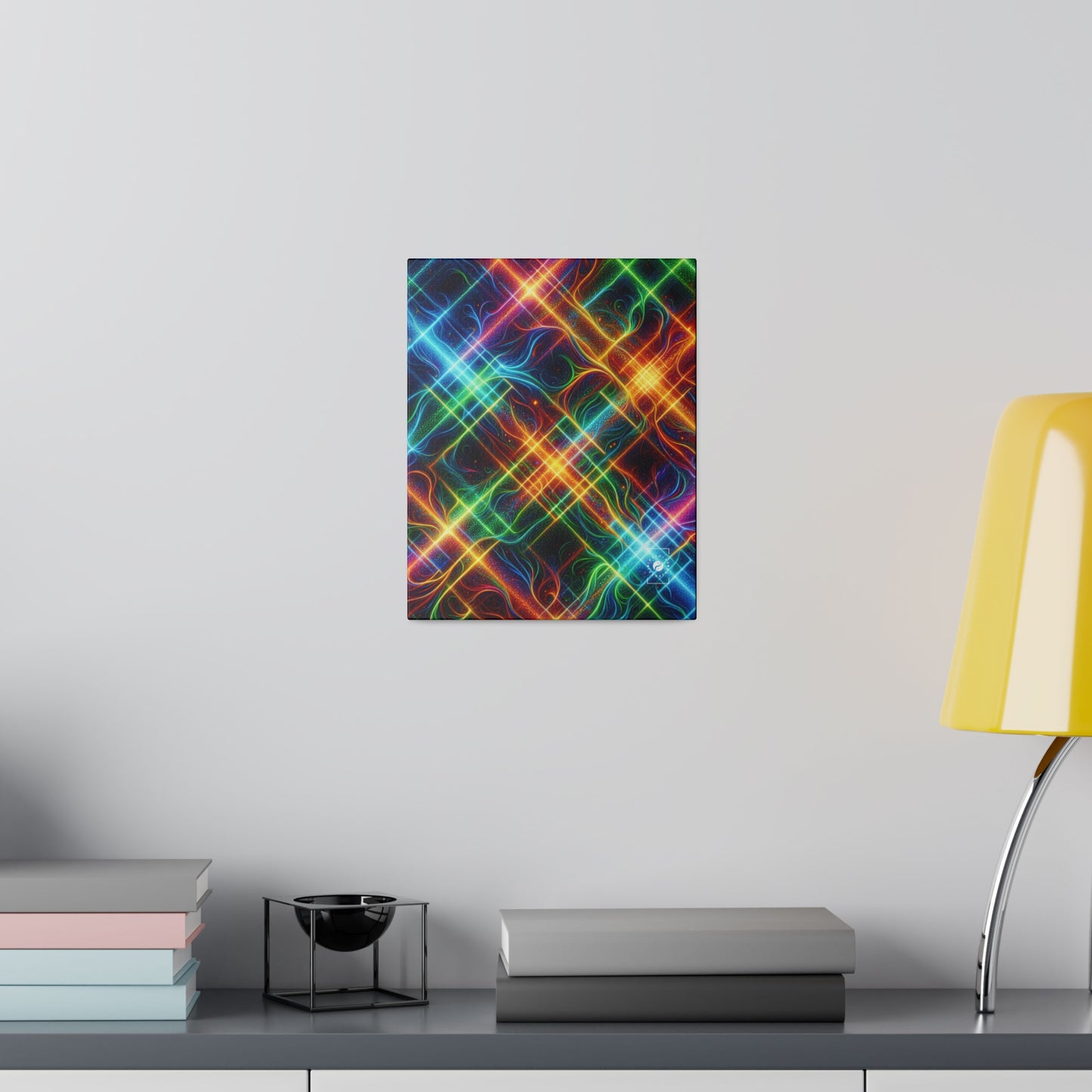 "Neon Plaid Luminosity Matrix" - Art Print Canvas