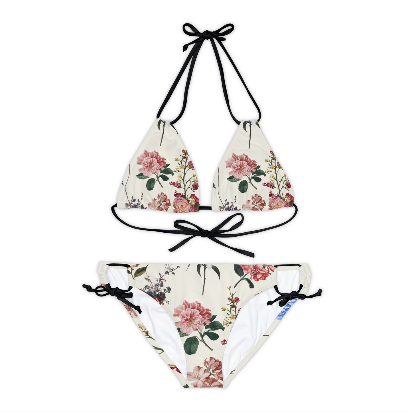 Botanicals on Beige - Lace-up Bikini Set