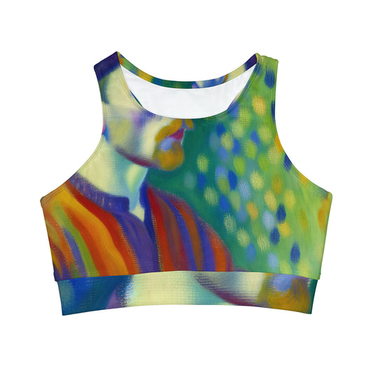 "Serene Resilience: A Frida's Solitude in hues" - High Neck Crop Top