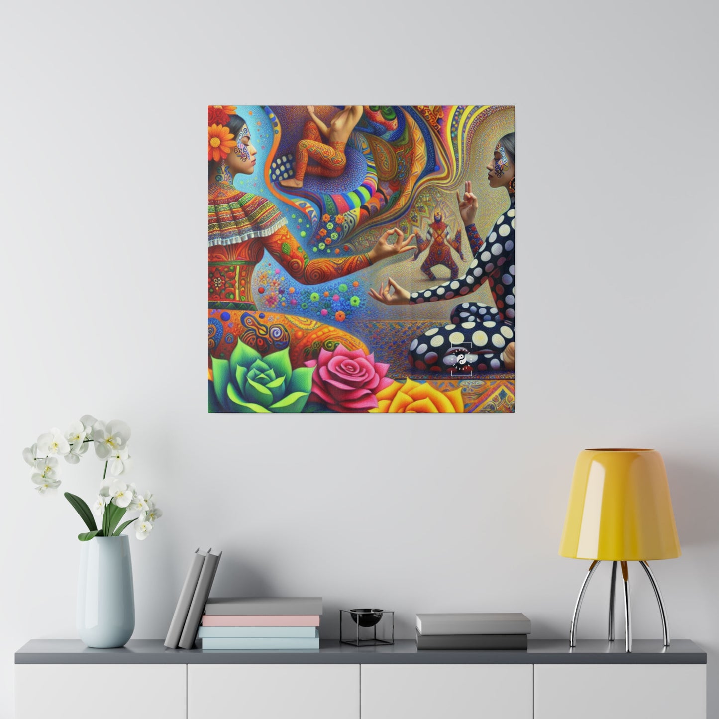 "Kahlo-Kusama Blossom Asanas: A Surreal Yoga Symphony" - Art Print Canvas