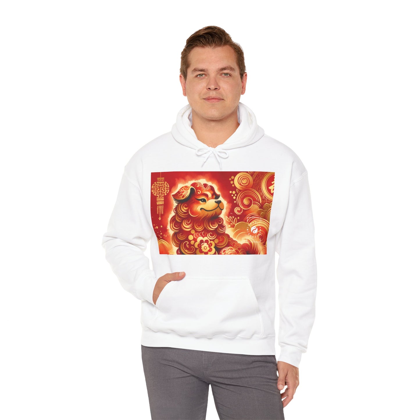 "Golden Canine Emissary on Crimson Tide: A Chinese New Year Odyssey" - Hoodie