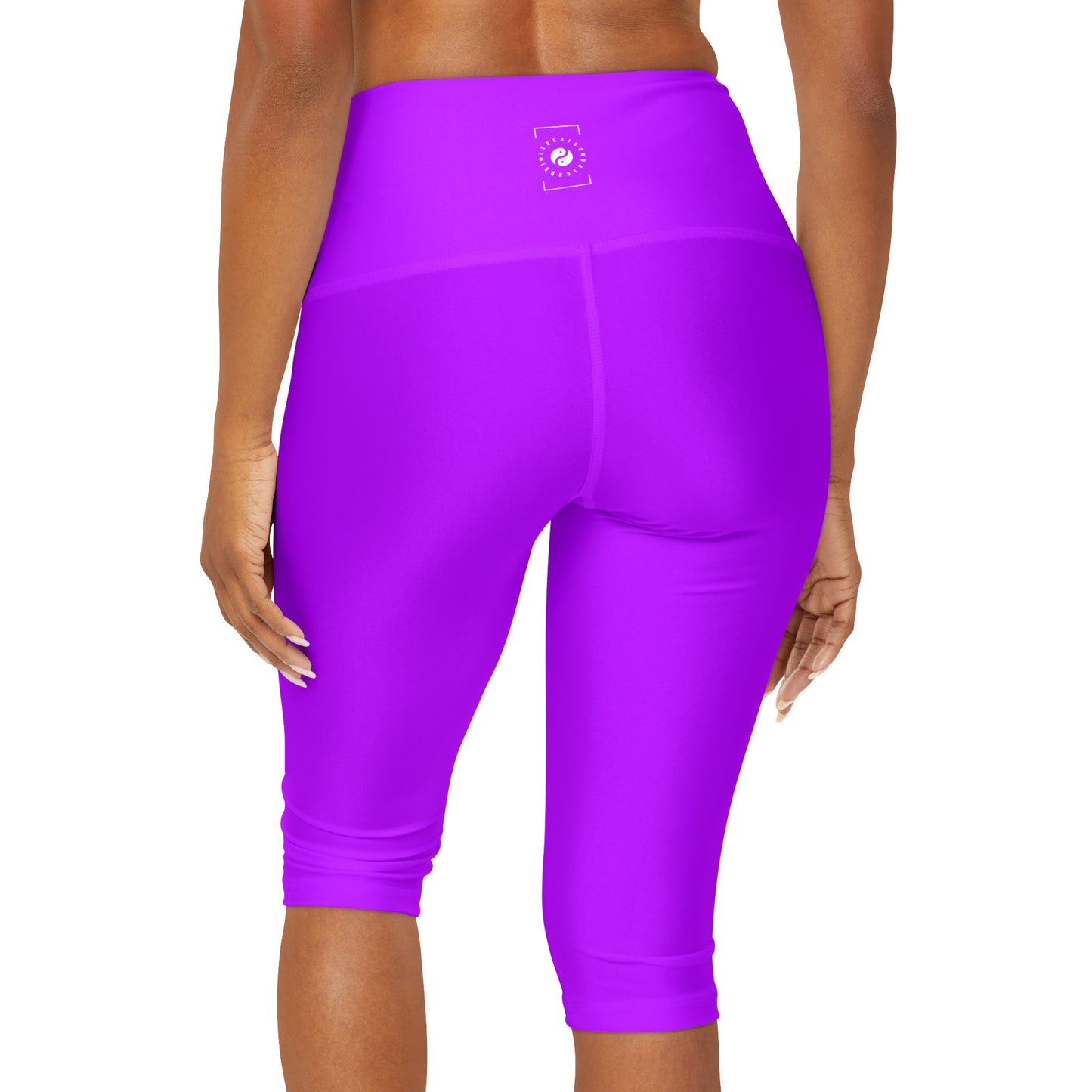 #BF00FF Violet Électrique - Legging Capri Taille Haute