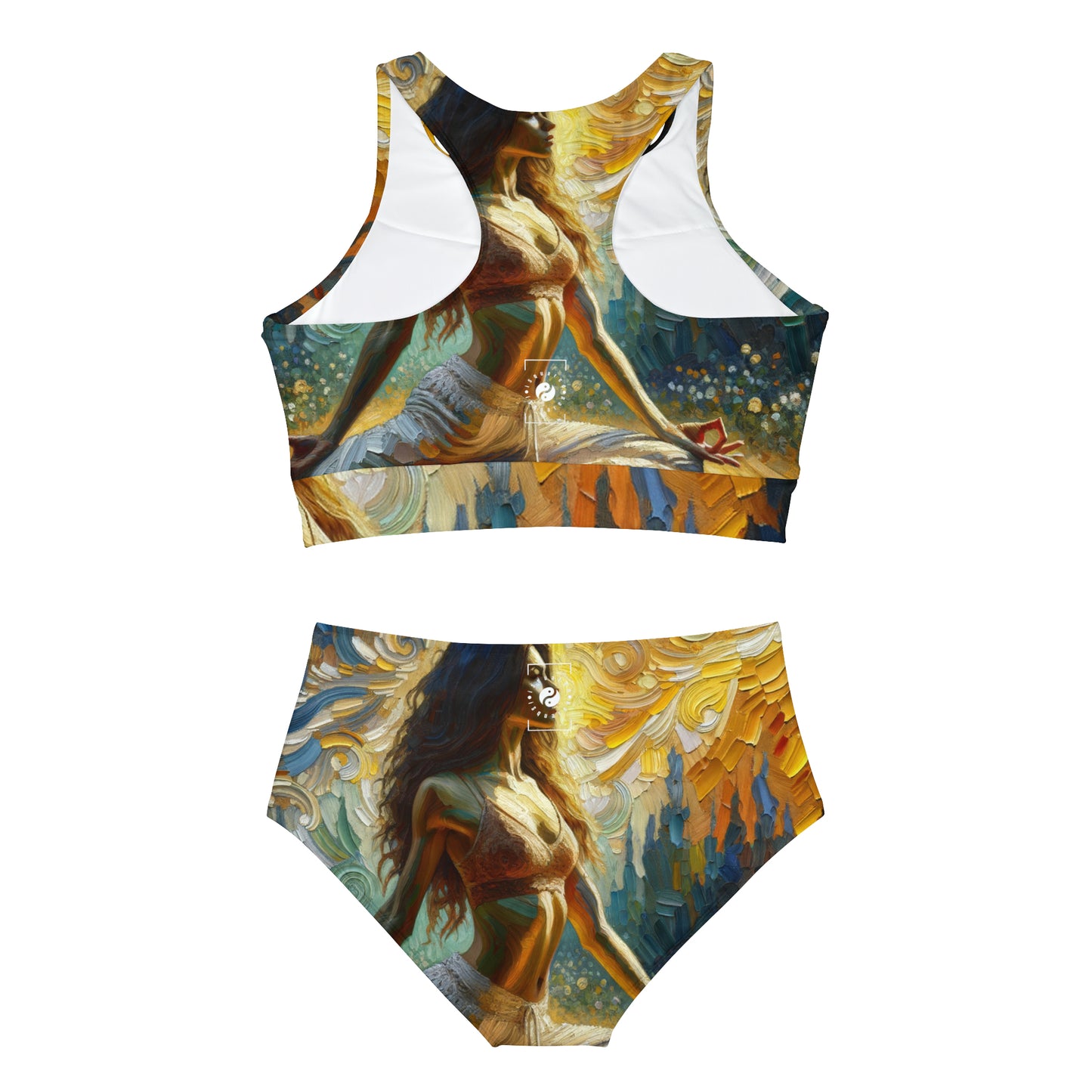 "Golden Warrior: A Tranquil Harmony" - Ensemble de bikini de yoga chaud