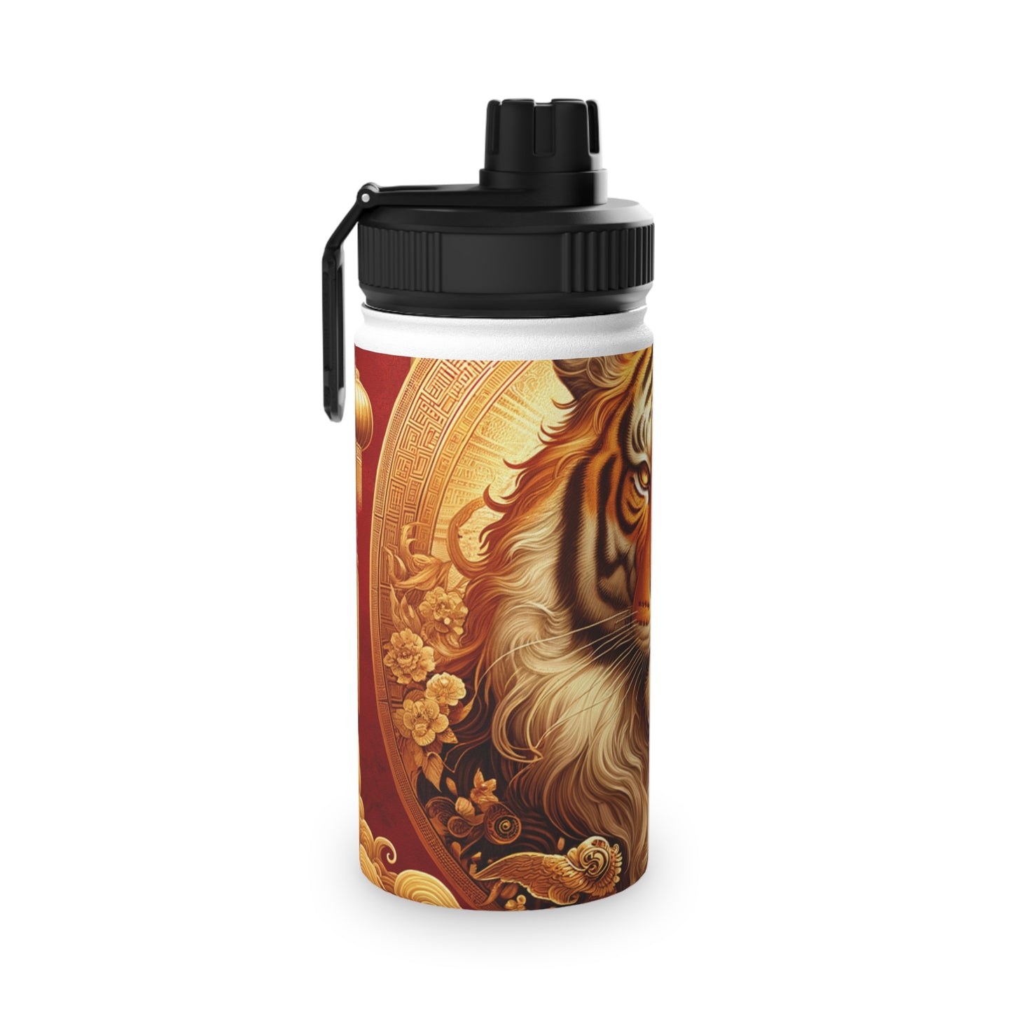 "Golden Majesty: Ascension of the Lunar Tiger" - Sports Water Bottle