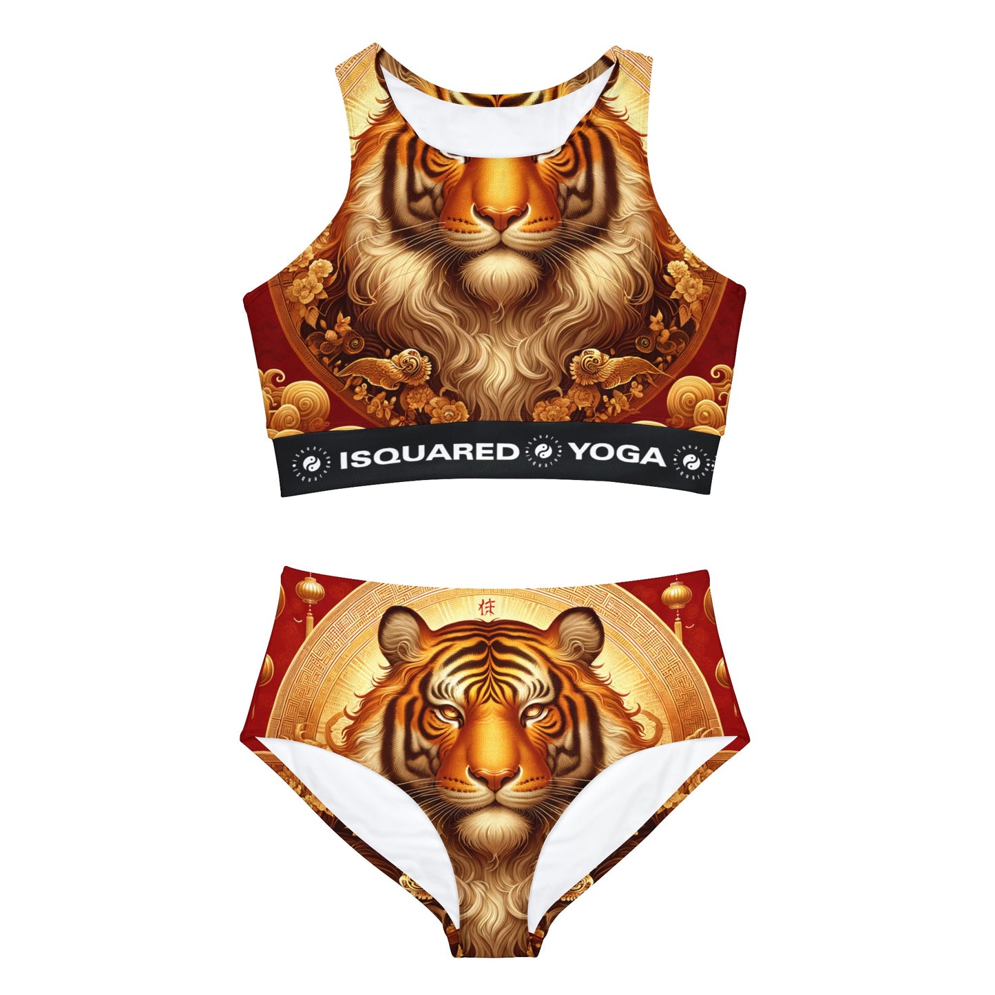 "Golden Majesty: Ascension of the Lunar Tiger" - Hot Yoga Bikini Set