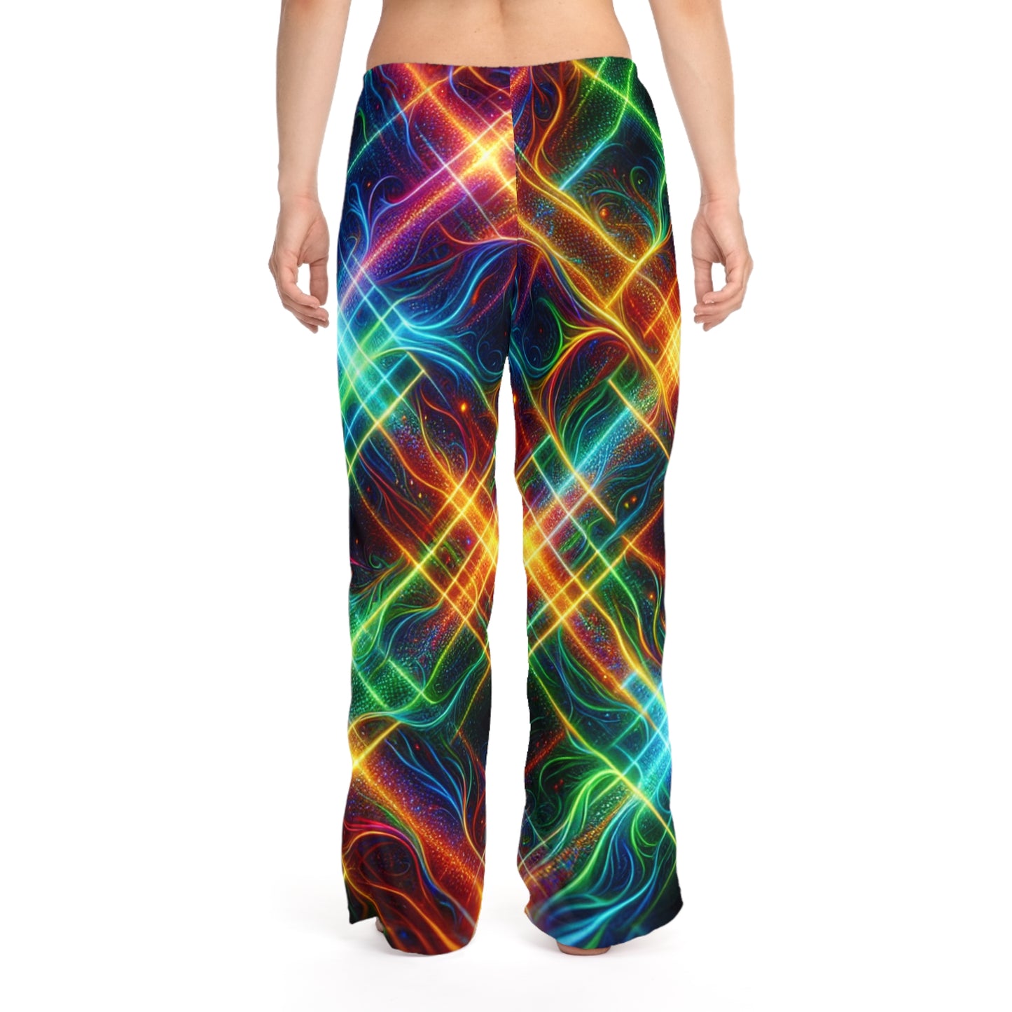 "Neon Plaid Luminosity Matrix" - Pantalon lounge femme