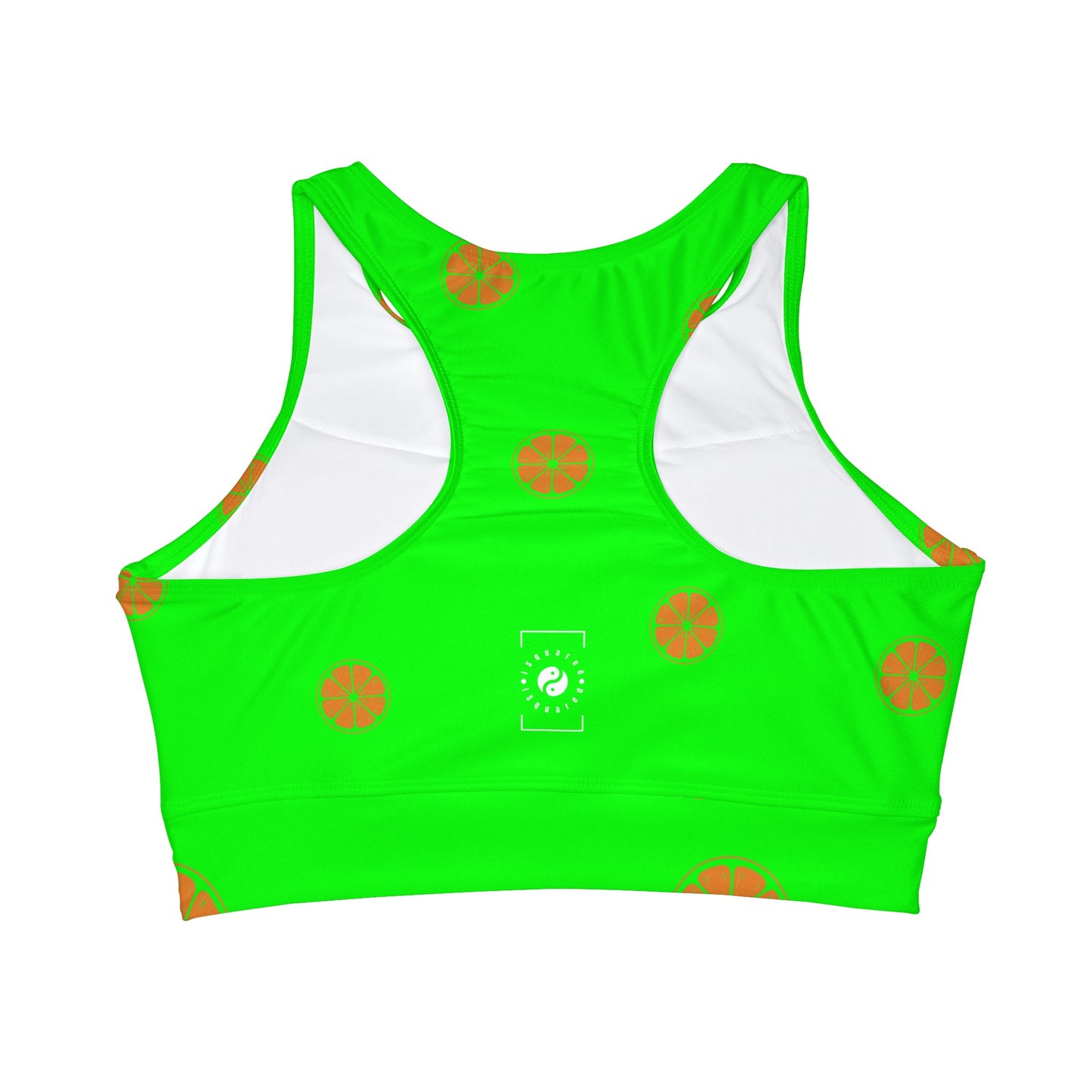 #05FD00 Lime Green + Mandarin - High Neck Crop Top