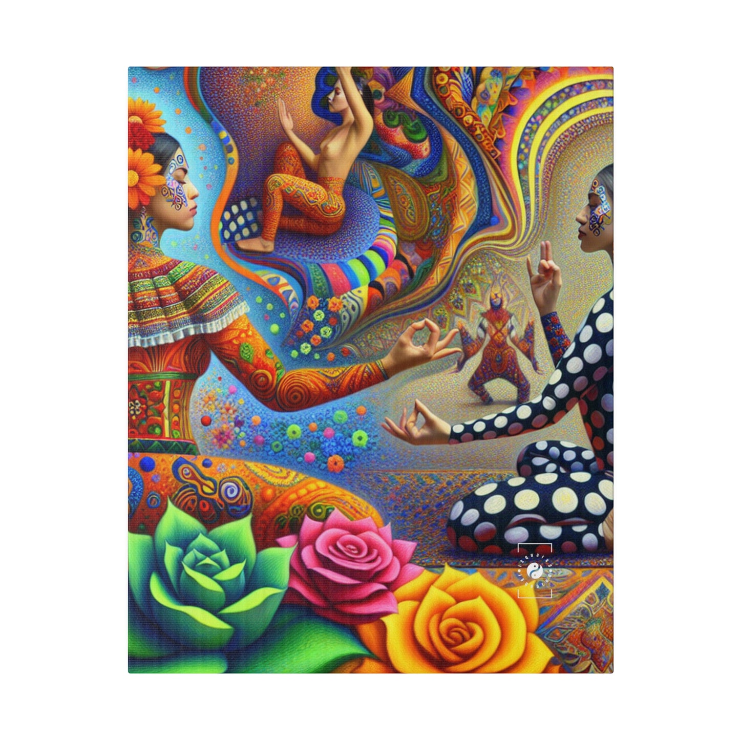 "Kahlo-Kusama Blossom Asanas: A Surreal Yoga Symphony" - Art Print Canvas