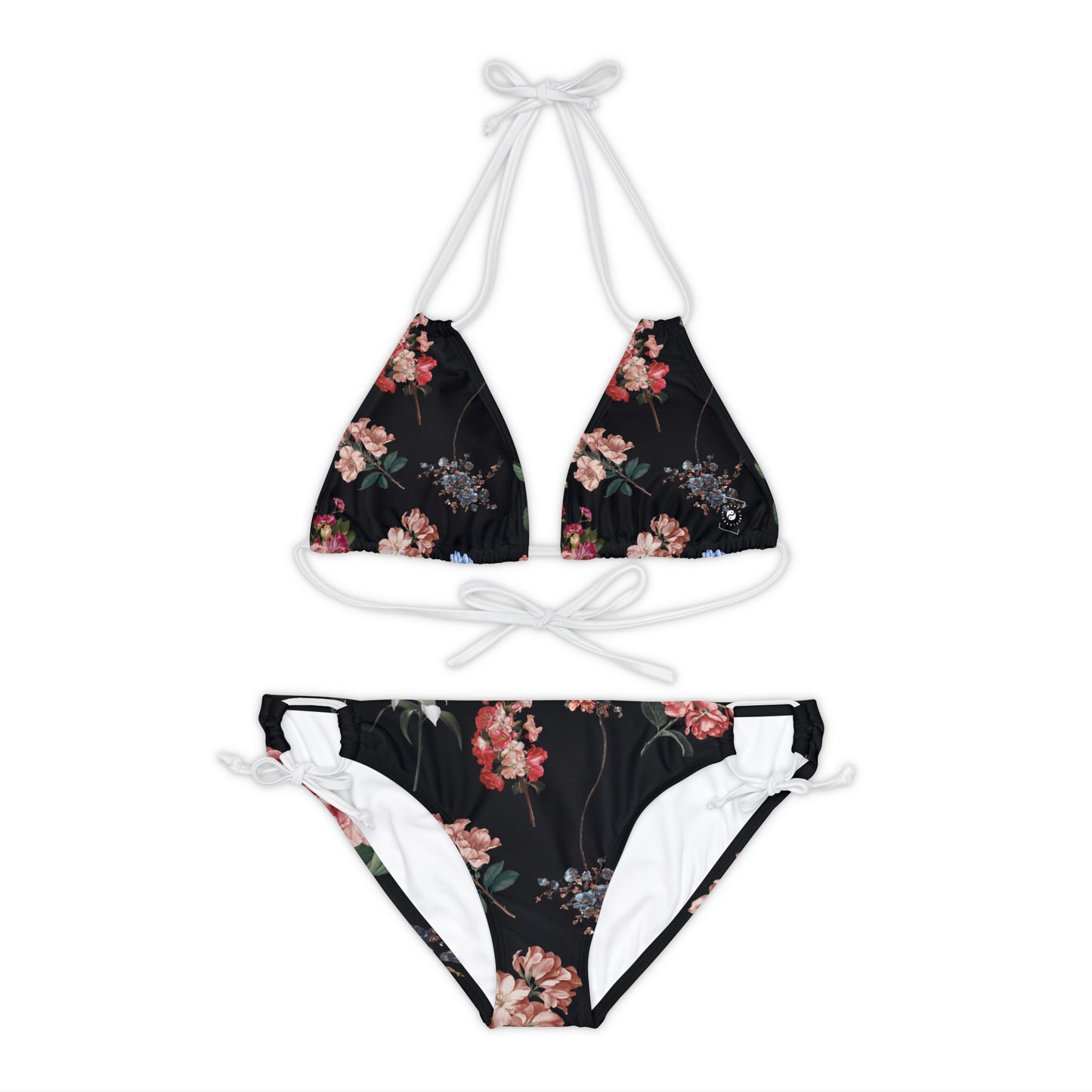 Botanicals on Black - Lace-up Bikini Set