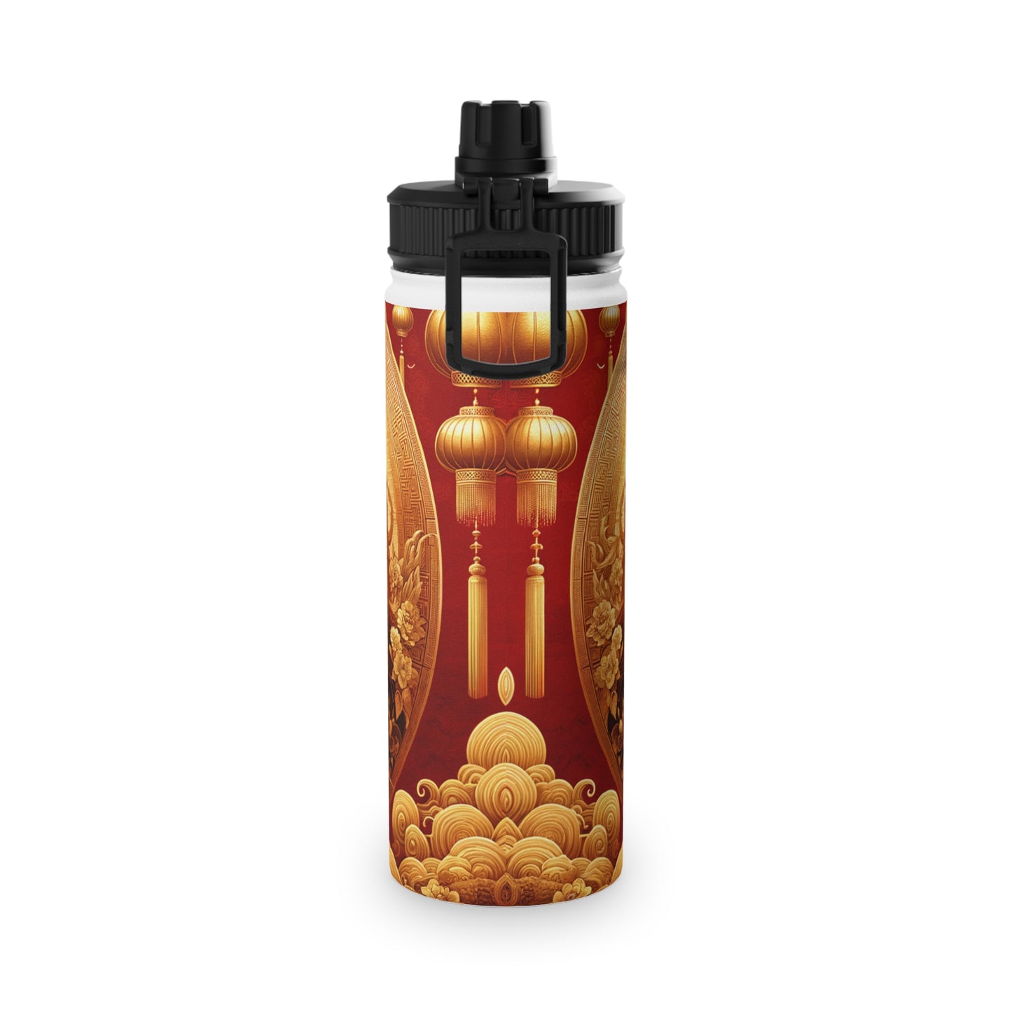 "Golden Majesty: Ascension of the Lunar Tiger" - Sports Water Bottle