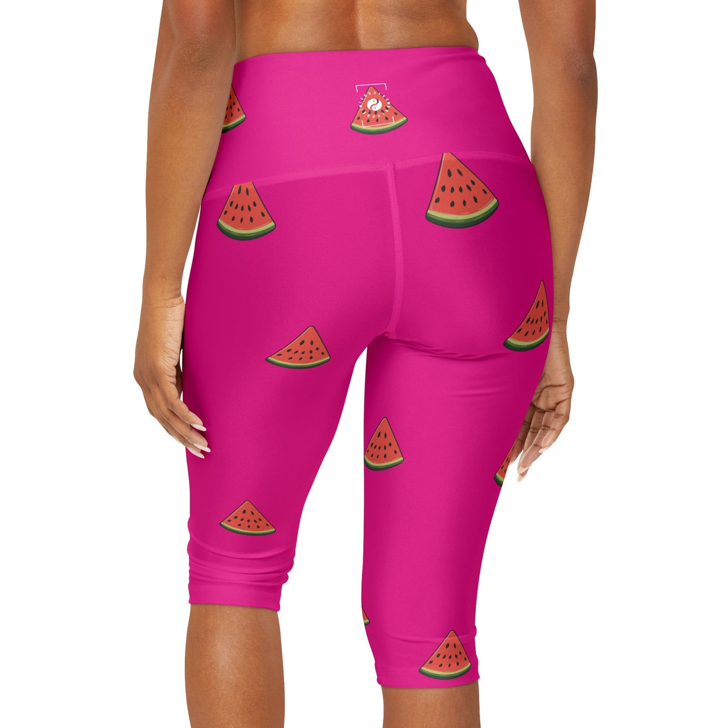 #DF0086 Pink + Watermelon - High Waisted Capri Leggings