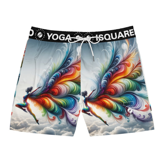 "Yogini's Rainbow Flight" - Swim Shorts (Mid-Length) for Men