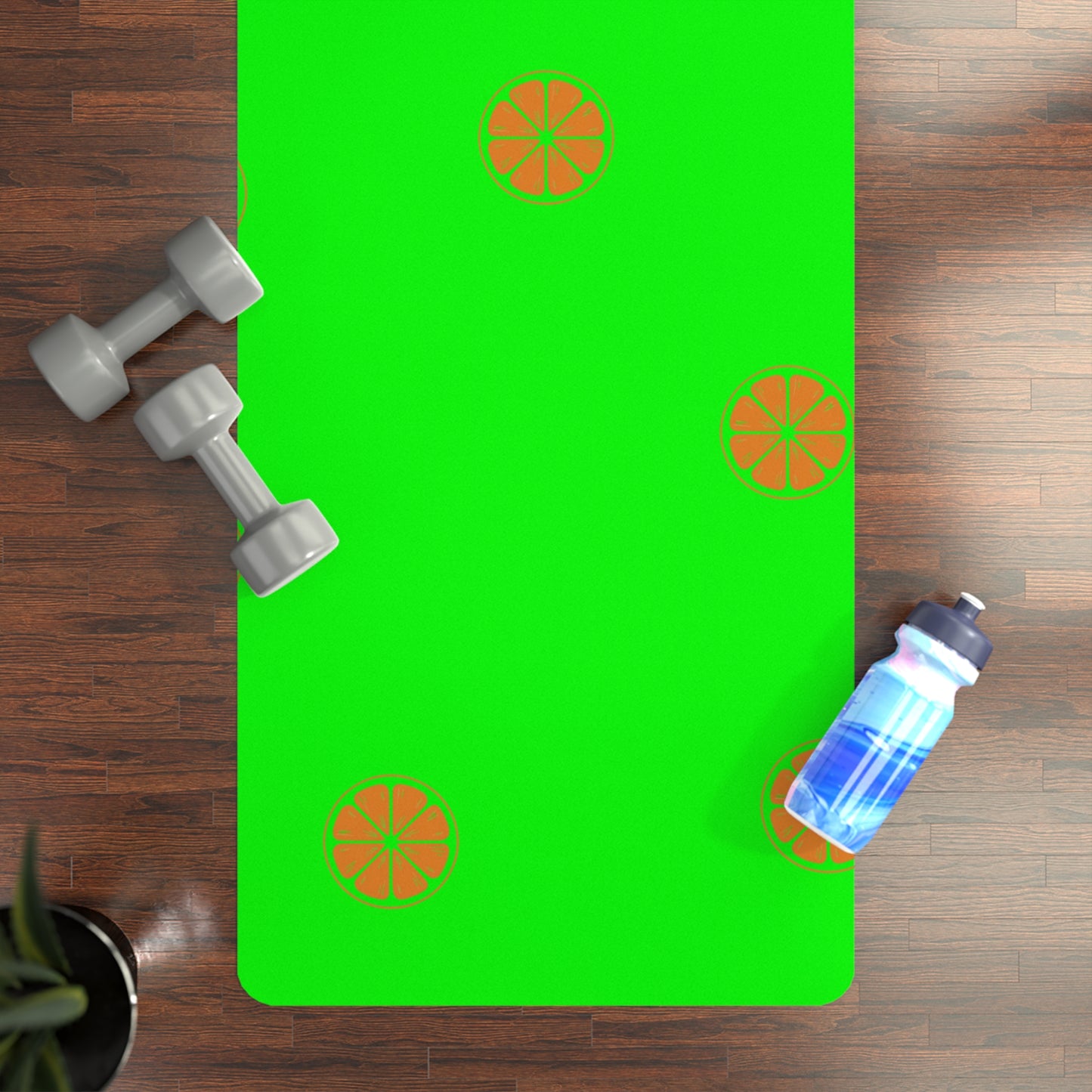 #05FD00 Lime Green + Mandarin - Yoga Mat