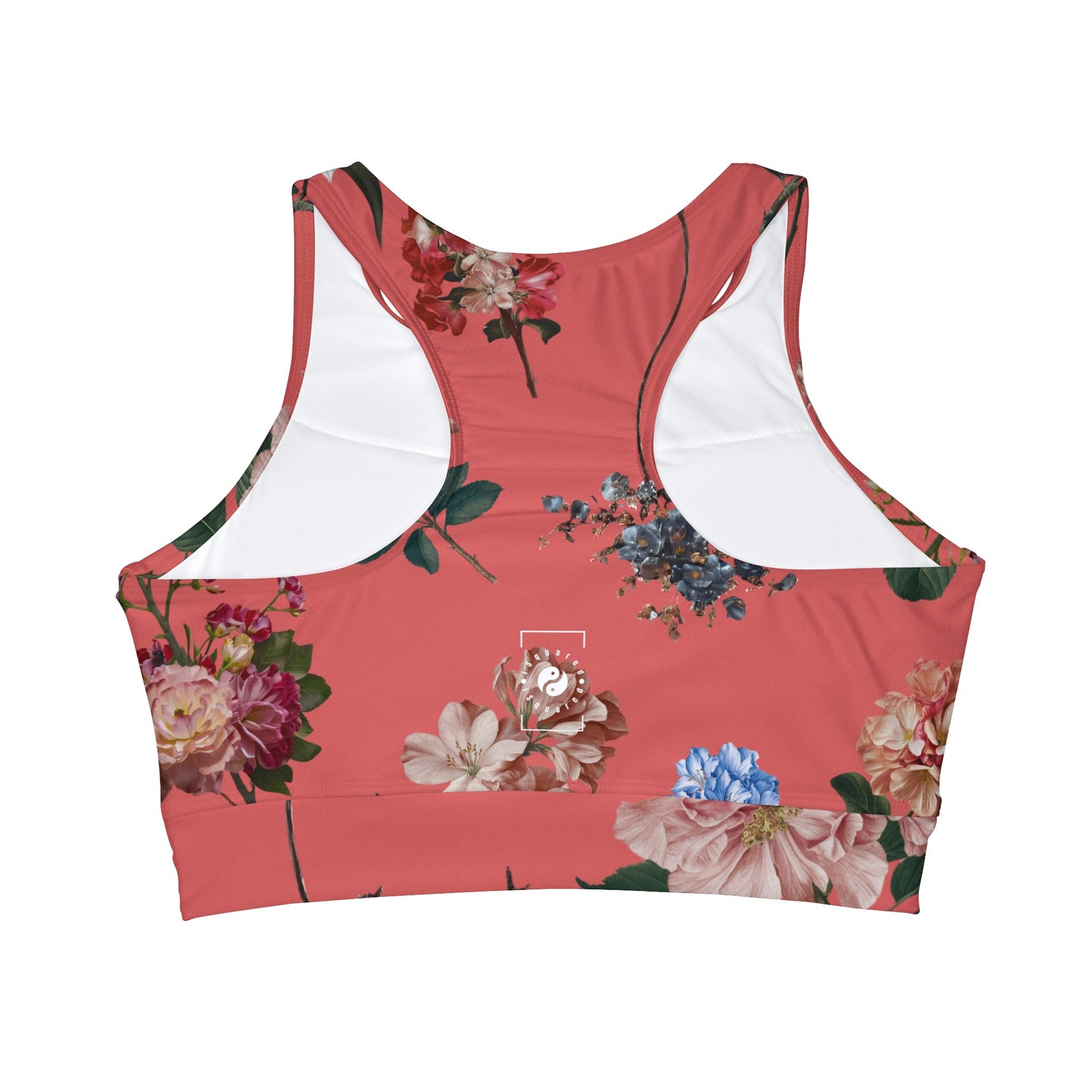 Botanicals on Coral - High Neck Crop Top