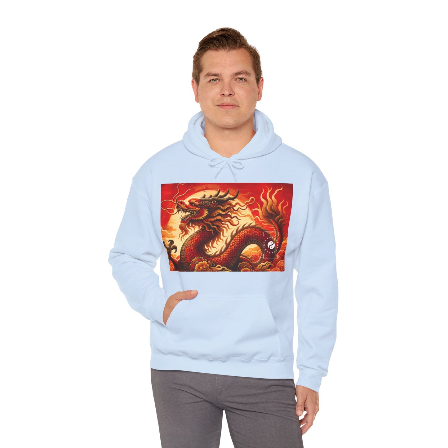 "Golden Dragon Dance in the Crimson Twilight" - Hoodie