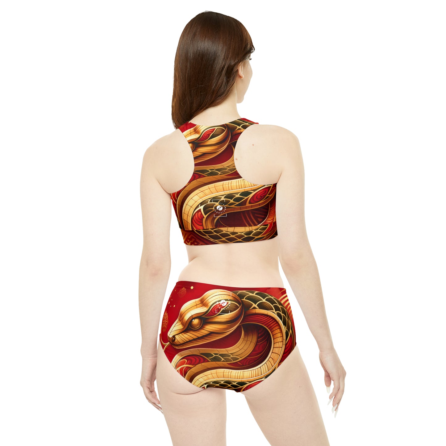 "Crimson Serenity: The Golden Snake" - Hot Yoga Bikini Set