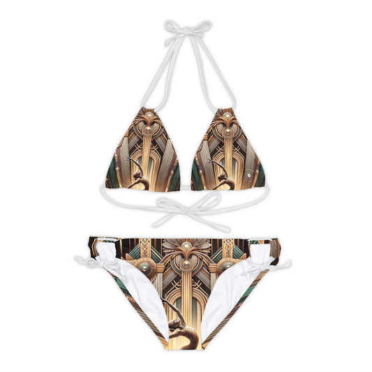 "Deco Serenity: A Fusion of Opulence and Zen" - Lace-up Bikini Set