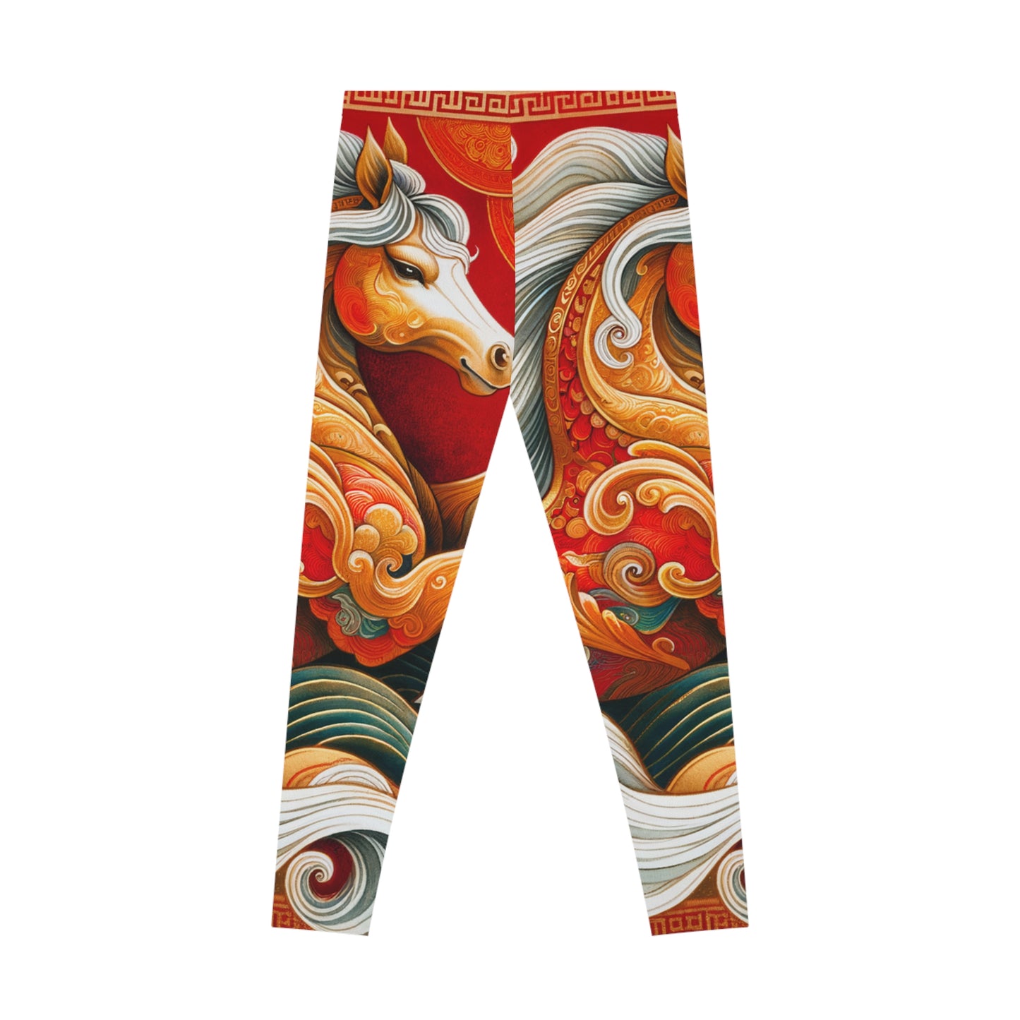 "Gold Gallop on Vermilion Vista: A Lunar New Year’s Ode" - Unisex Tights