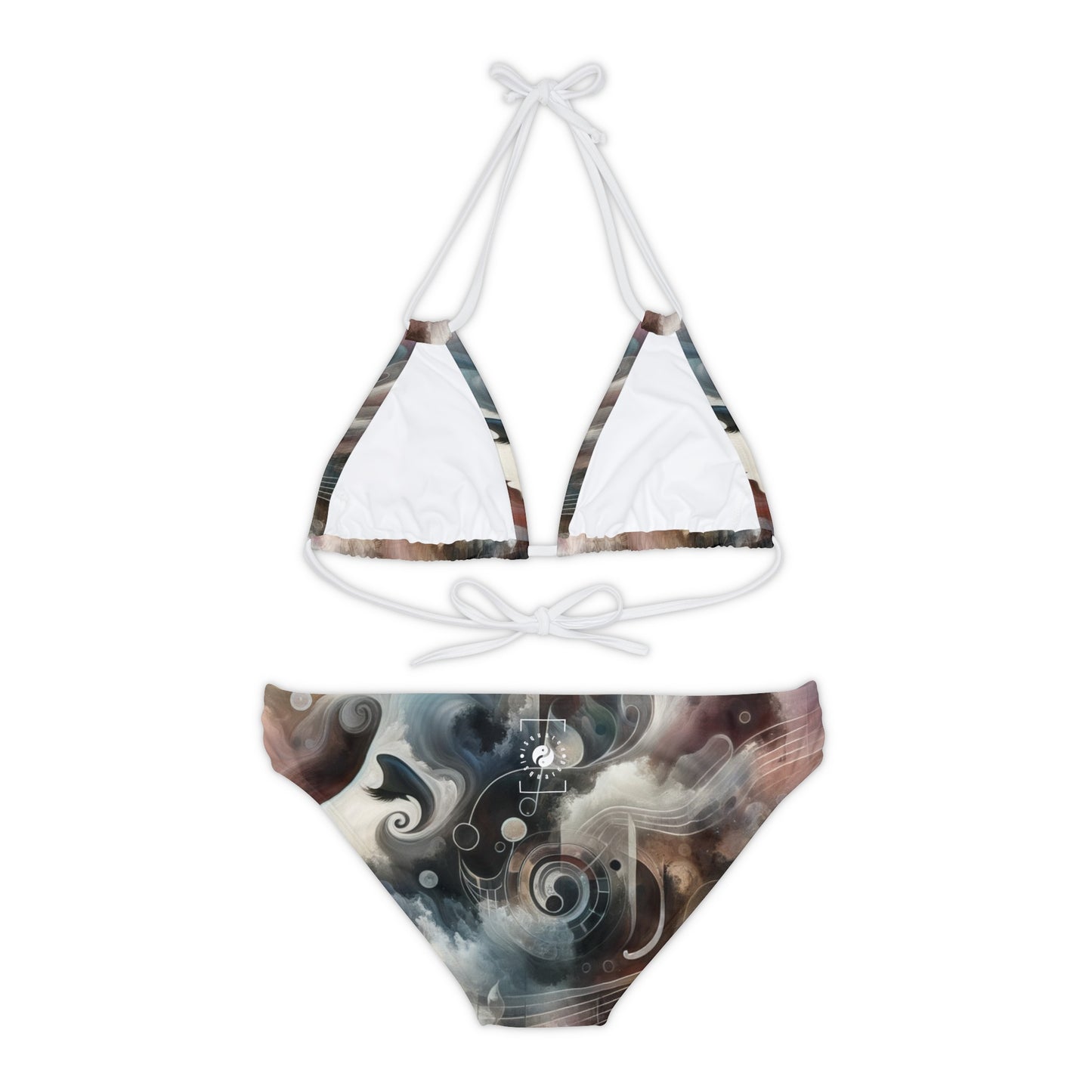 "Harmony of Descent: An Abstract Ode to La Traviata" - Lace-up Bikini Set