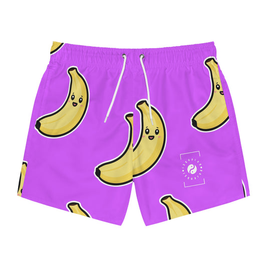 #D65BFF Purple + Banana - Swim Trunks for Men