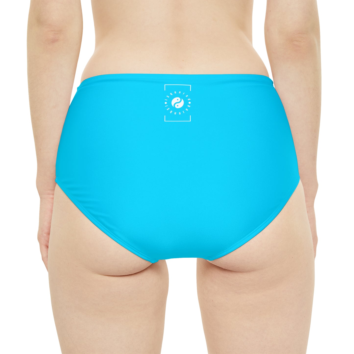 #04D9FF  Neon Blue - High Waisted Bikini Bottom