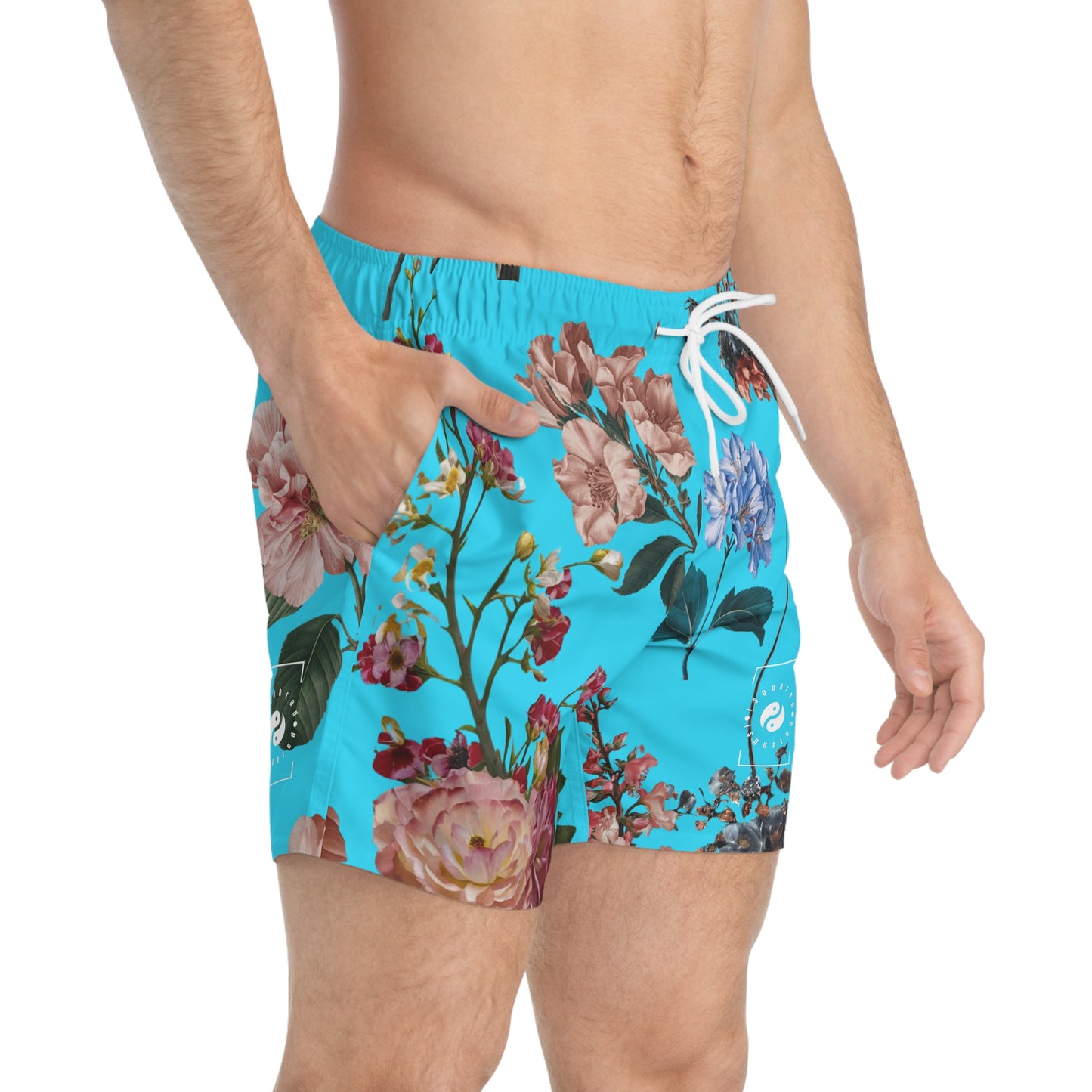 Botanicals on Azure - Swim Trunks for Men