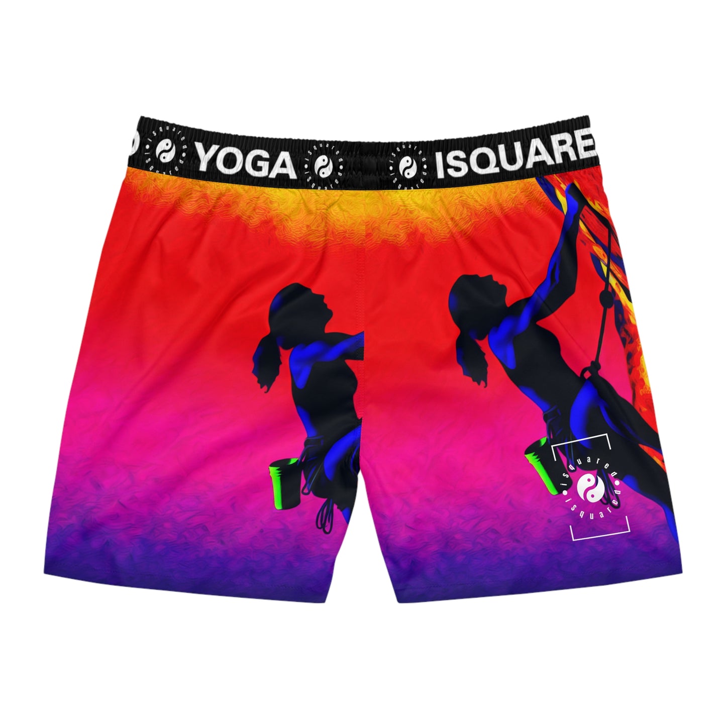 "Technicolour Ascent: The Digital Highline" - Swim Shorts (Mid-Length) for Men