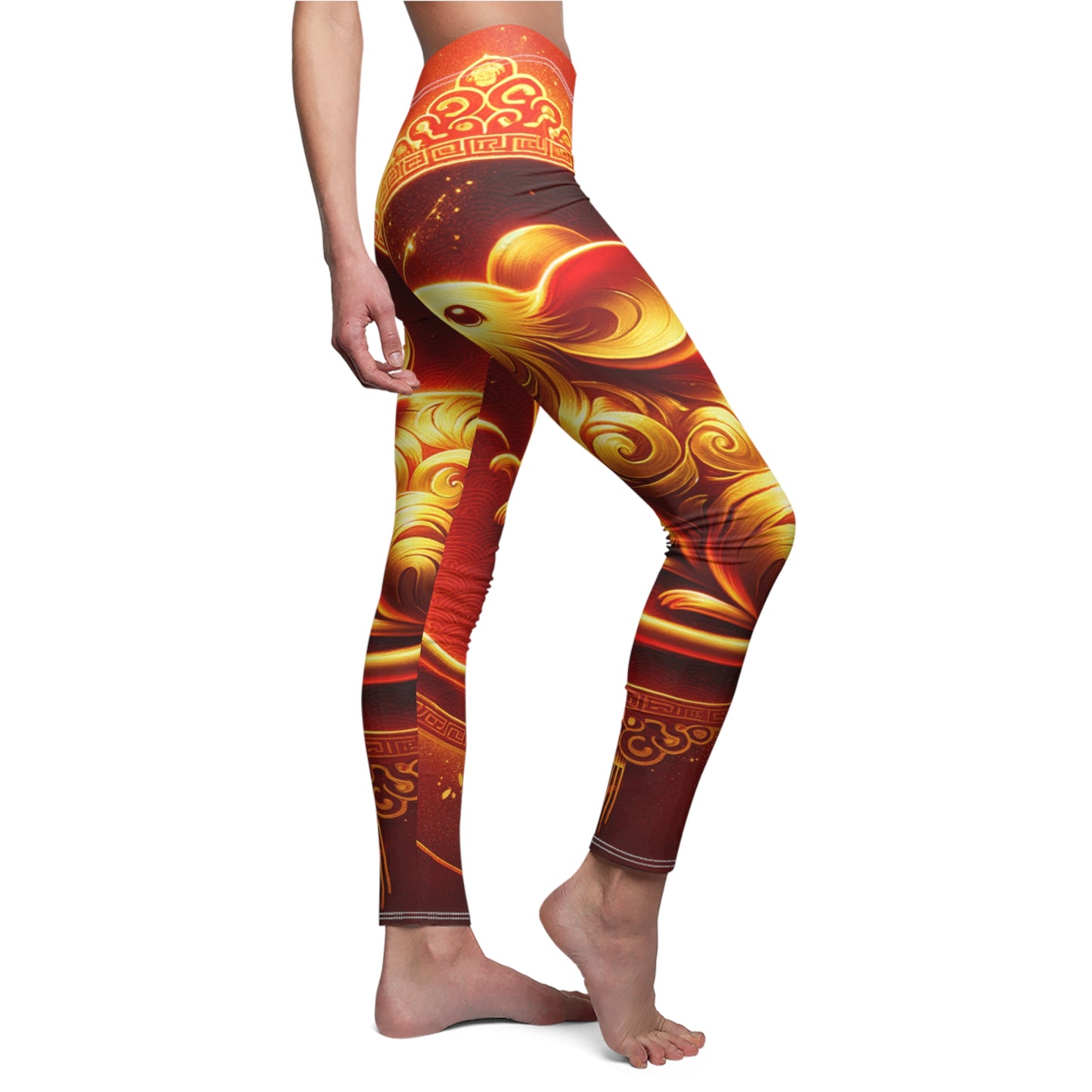 "Golden Emissary: A Lunar New Year's Tribute" - Casual Leggings