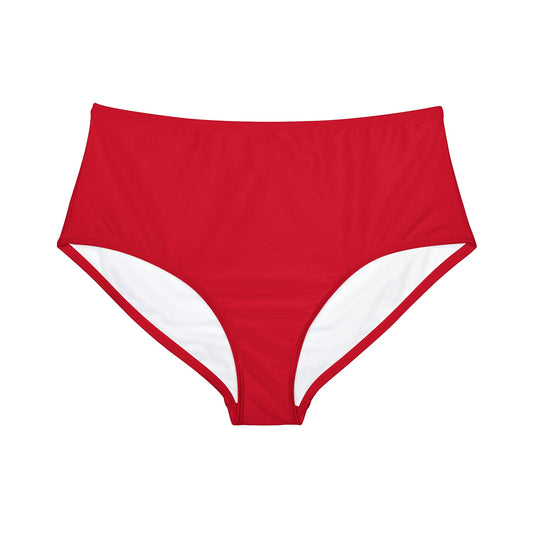 #D10927 Rouge Écarlate - Bas de bikini taille haute