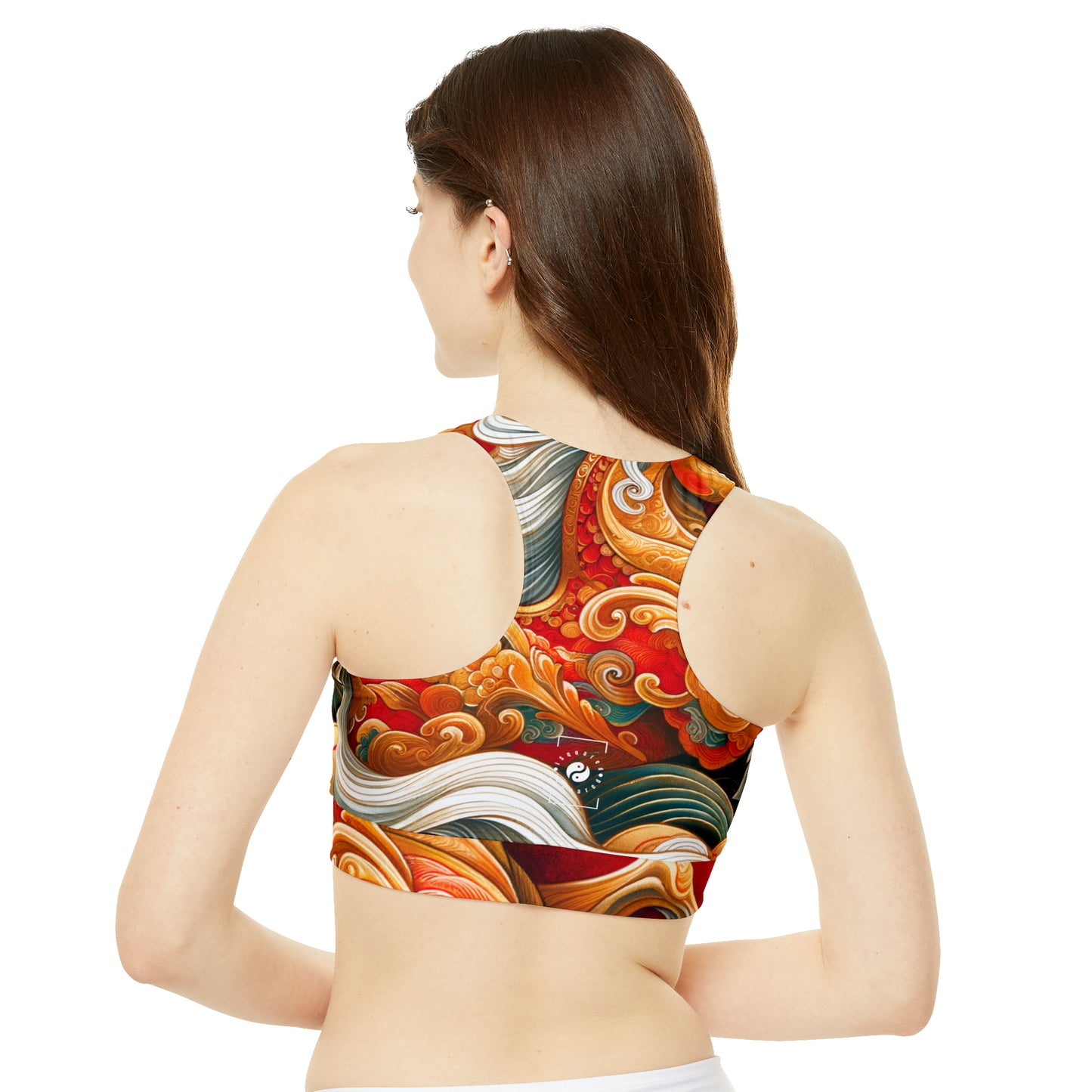 "Gold Gallop on Vermilion Vista: A Lunar New Year’s Ode" - High Neck Crop Top