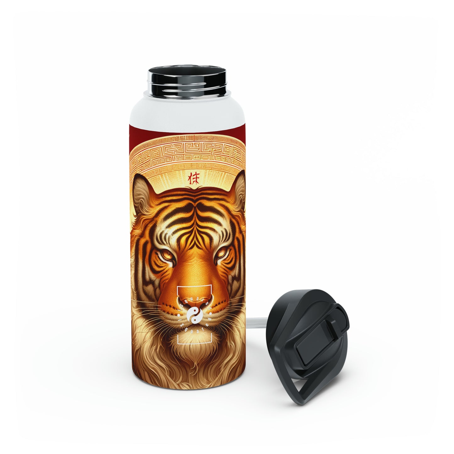 "Golden Majesty: Ascension of the Lunar Tiger" - Water Bottle