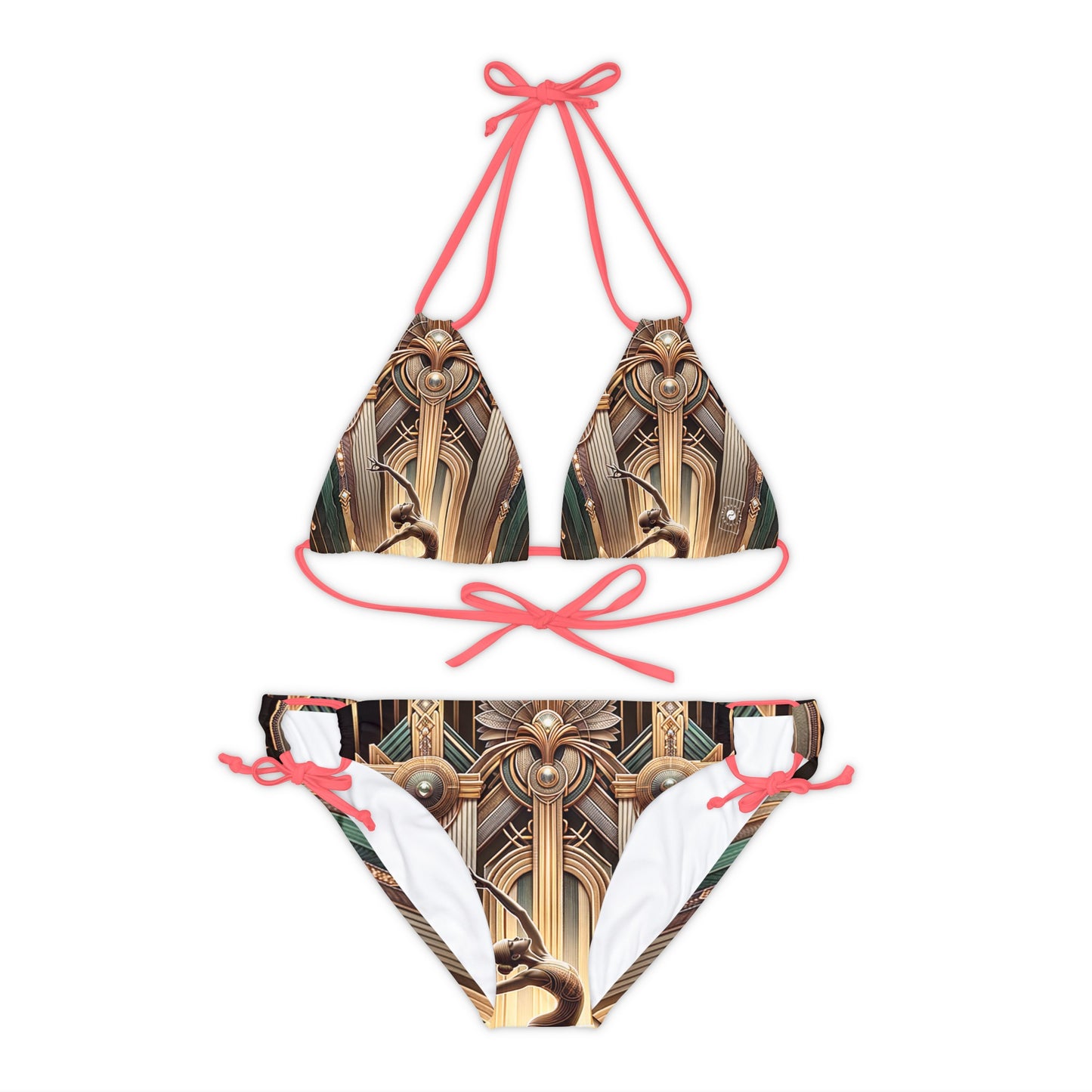 "Deco Serenity: A Fusion of Opulence and Zen" - Lace-up Bikini Set