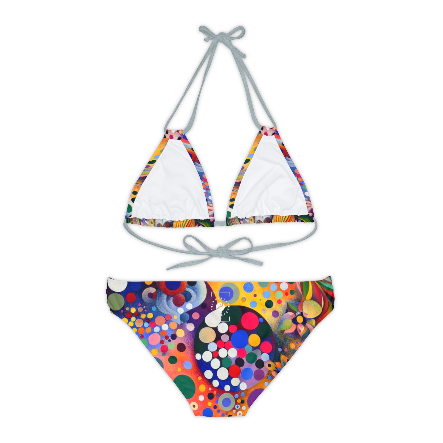 "Polka Petals in Yogic Surrealism: An Artistic Salute to Kusama and Kahlo" - Lace-up Bikini Set