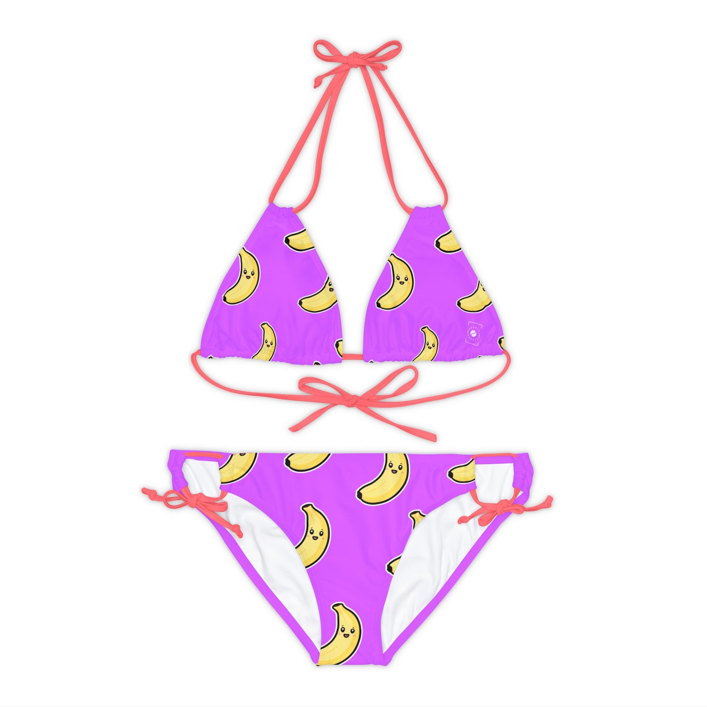 #D65BFF Purple + Banana - Lace-up Bikini Set