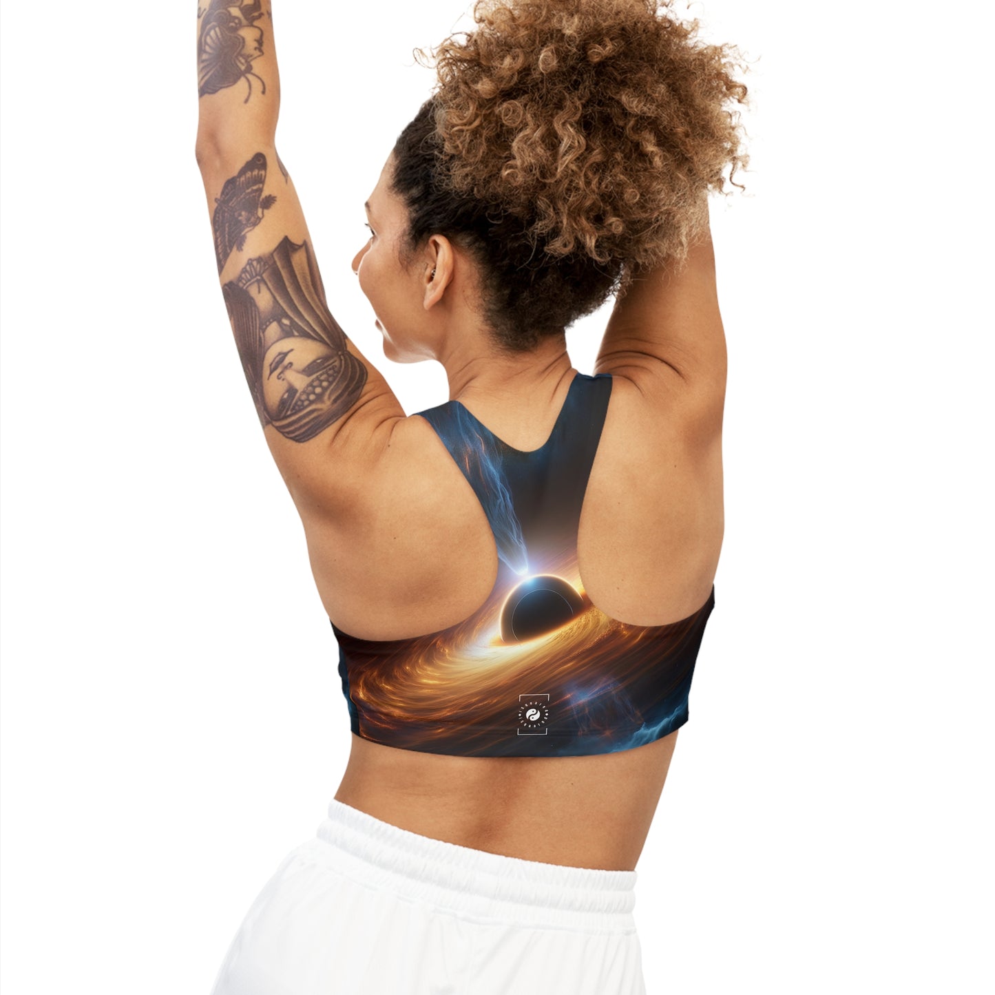 "Discs of Illumination: Black Hole Reverie" - Seamless Sports Bra